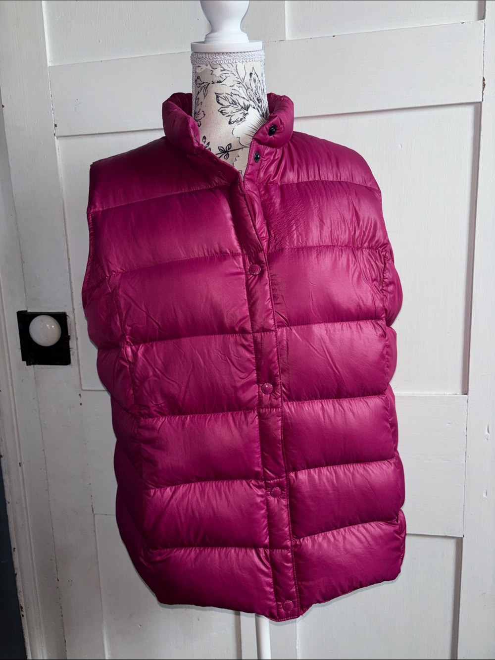 Lands' End Pink Magenta Quilted Puffer Vest Size Large L